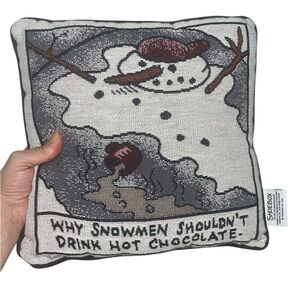 Christmas Tapestry Throw Pillow Snowman Winter Scene Square Home Decor